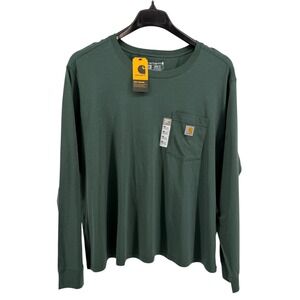 NEW Carhartt Tencel Fiber Series Pocket T-Shirt Womens 2X Green Loose Fit Crew
